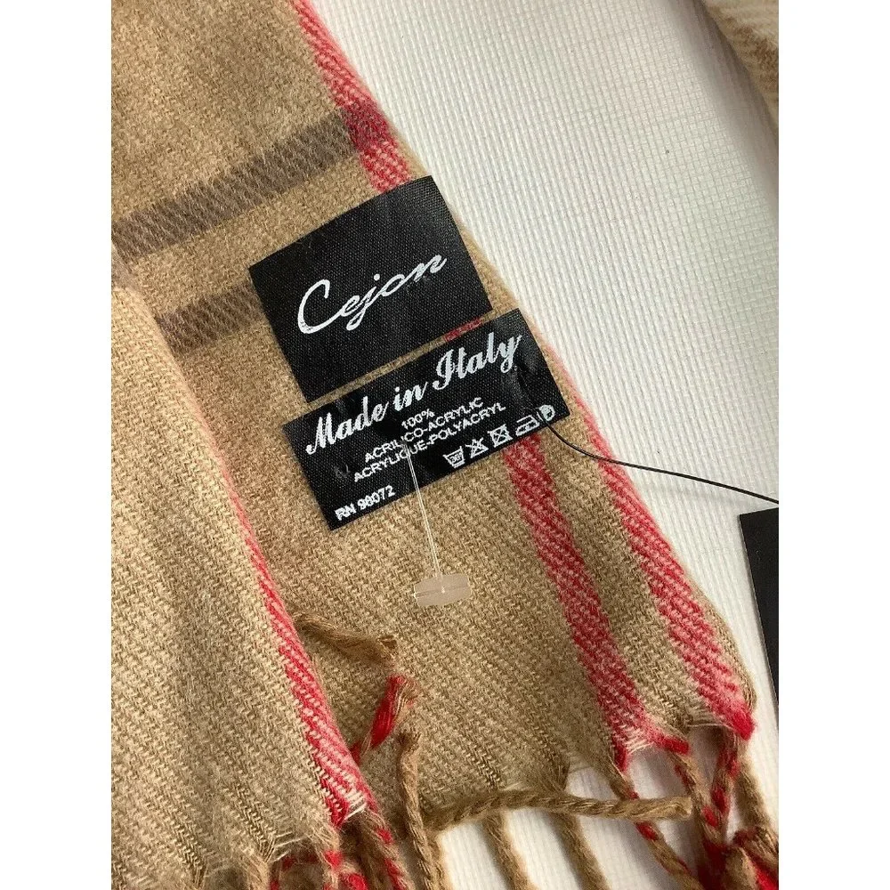 😀 3 for $20 NWT Cejon Made in Italy Grid Pattern Plaid Woven Soft Scarf